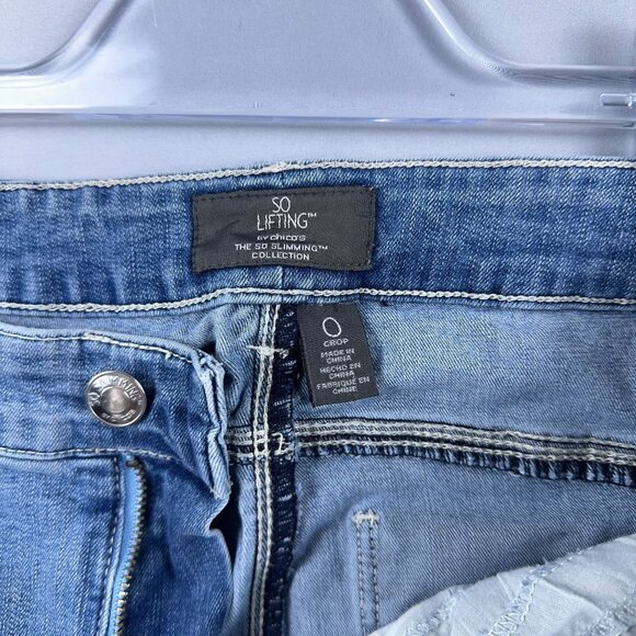 Chico's Crop Skinny Jeans So Slimming Women Size 0 Mid Rise Light Wash Blue - Picture 6 of 13